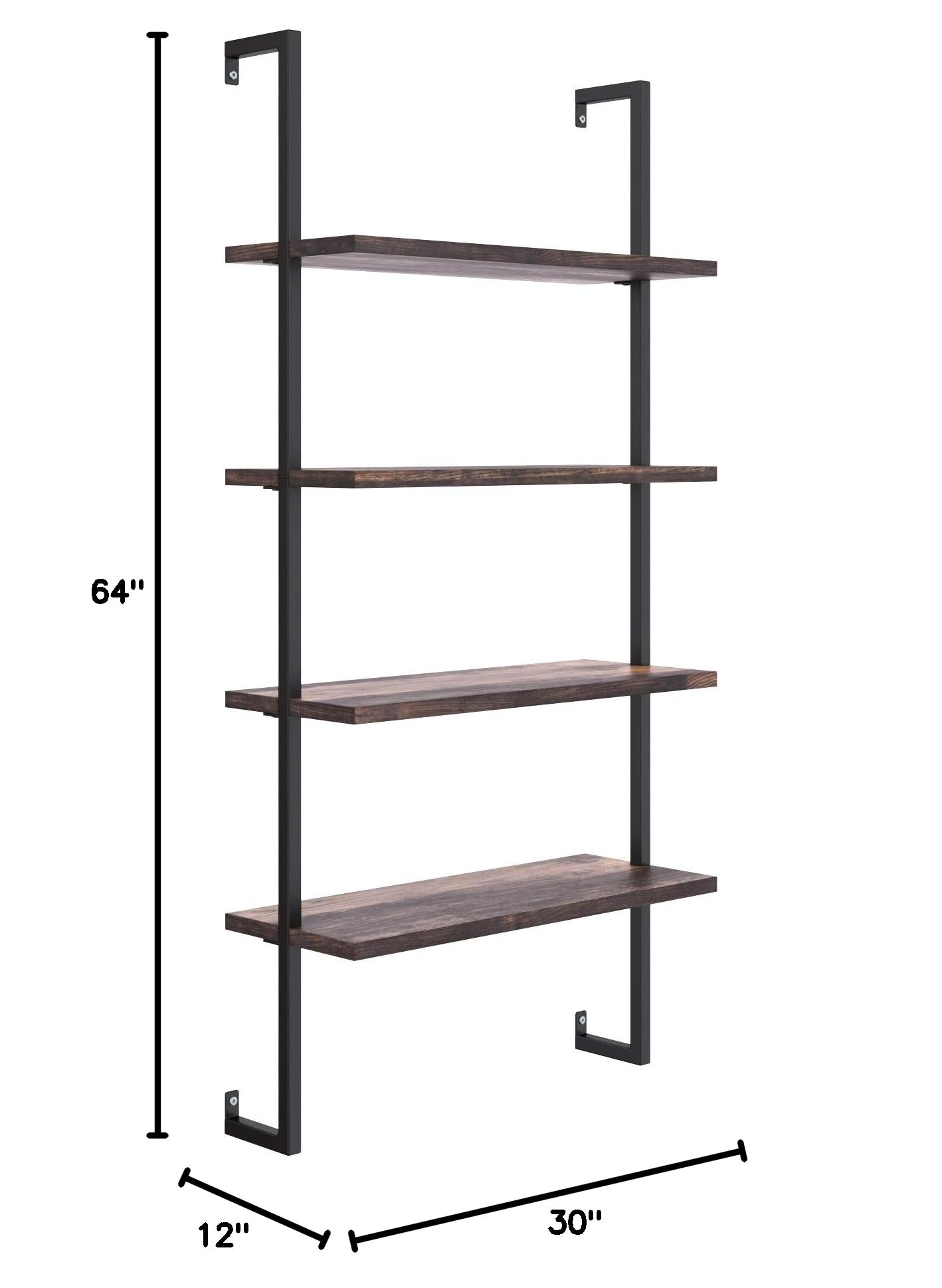 Nathan James 65701 Theo 4-Shelf Bookcase, Floating Wall Mount